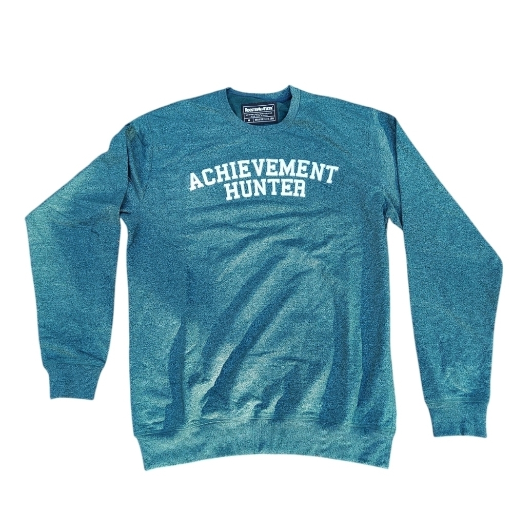 Rooster Teeth Achievement Hunter Varsity Pullover Sweatshirt Medium Blue Green